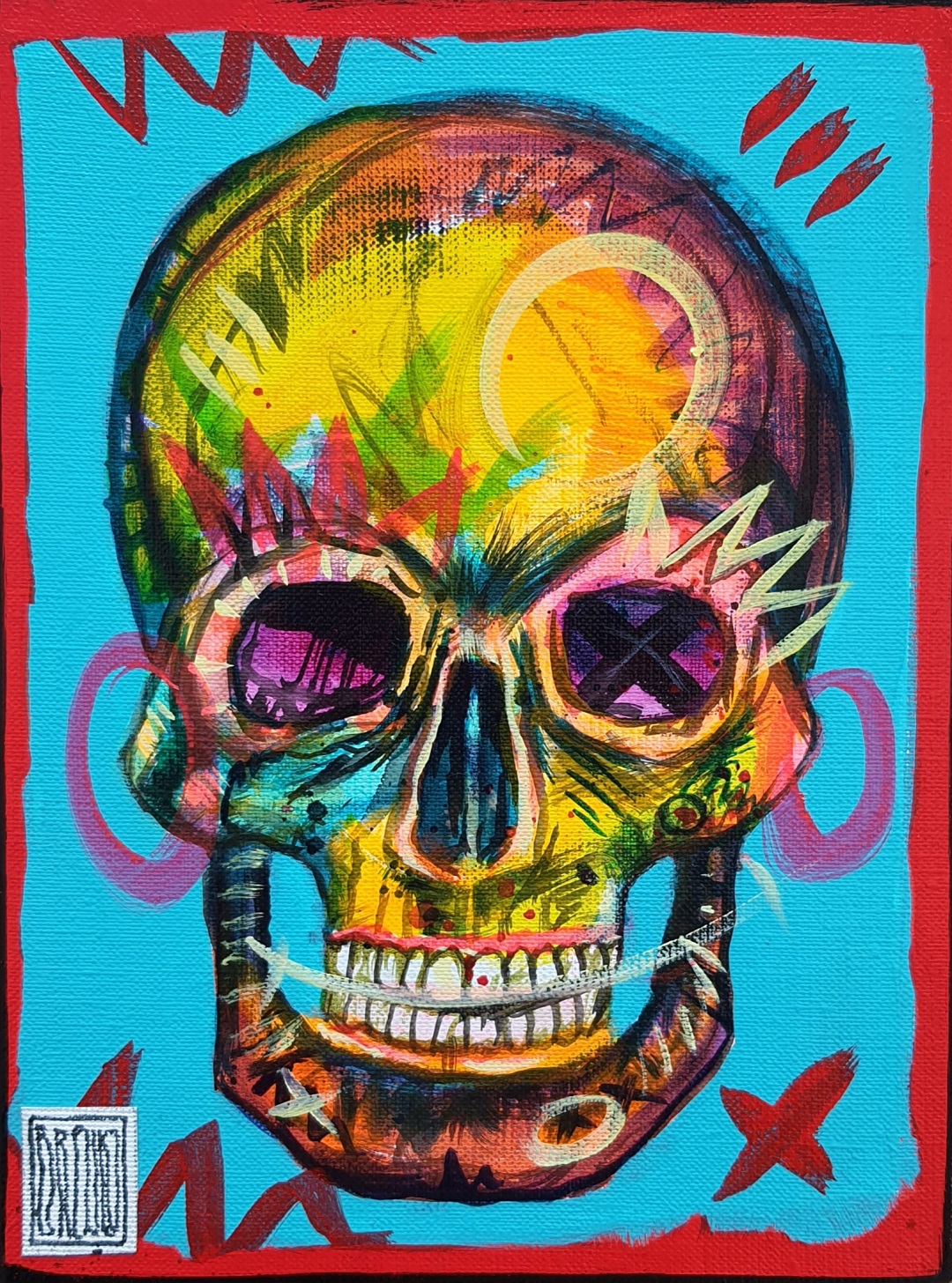brewka-be-happy-pocket-skulls-obrazy-cykl-2021-akryl-plotno