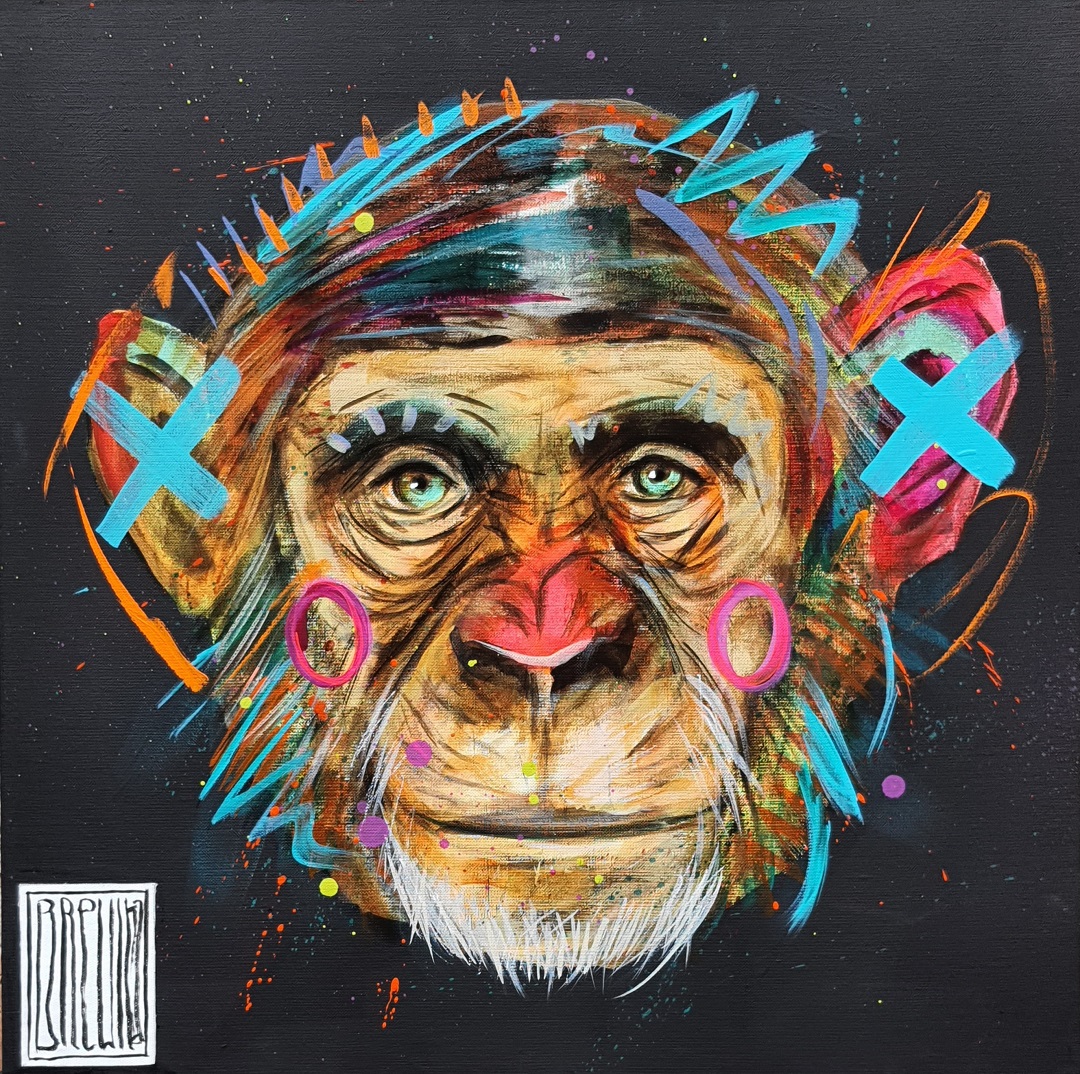 wisdom2-wise-monkey-brewka-akryl-plotno-2021-cykl-portrety-zwierzat-akryl-plotno-cykl