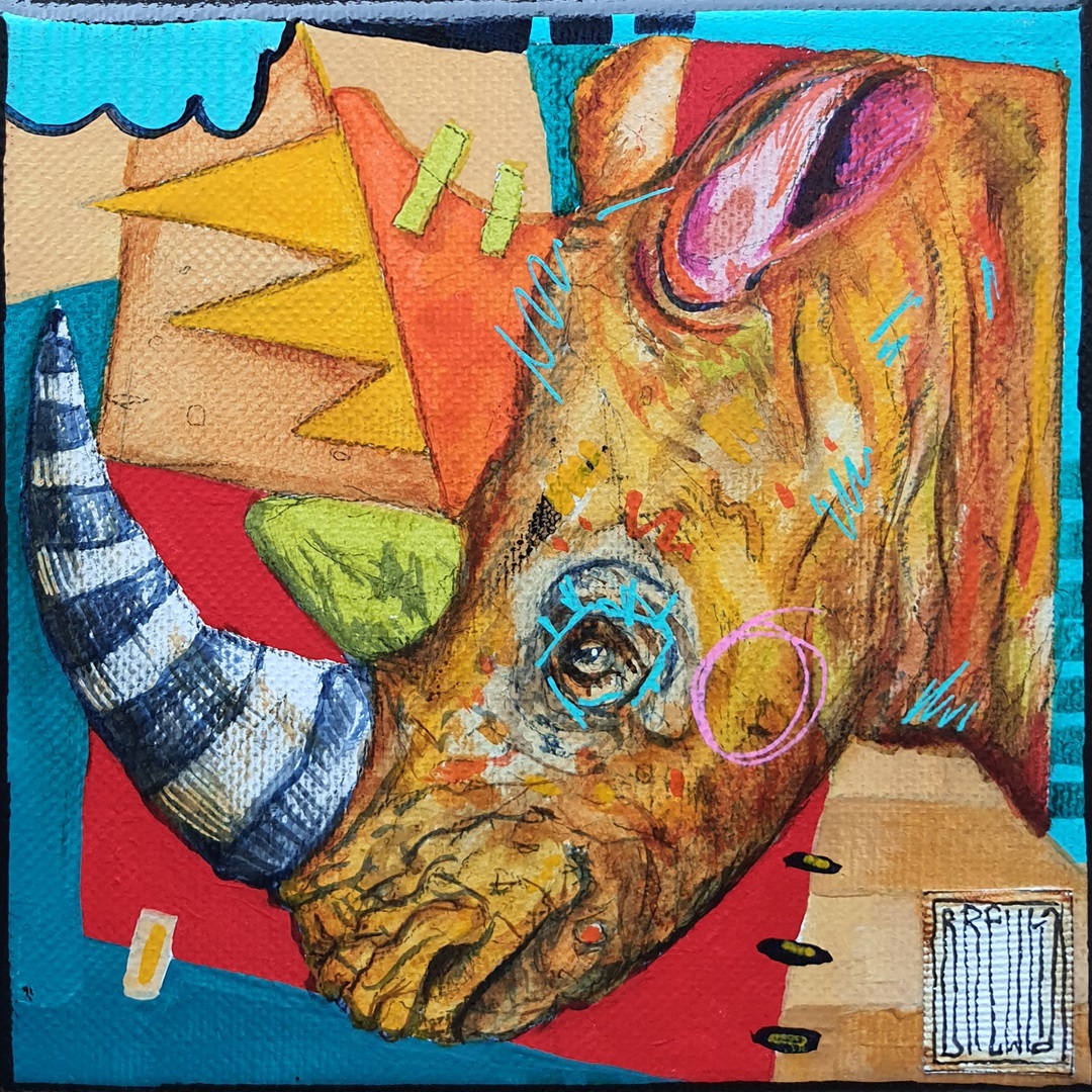 wojciech-brewka-akryl-plotno-2023-cykl-obrazy-portrety-zwierzat-mini-nosorożec
