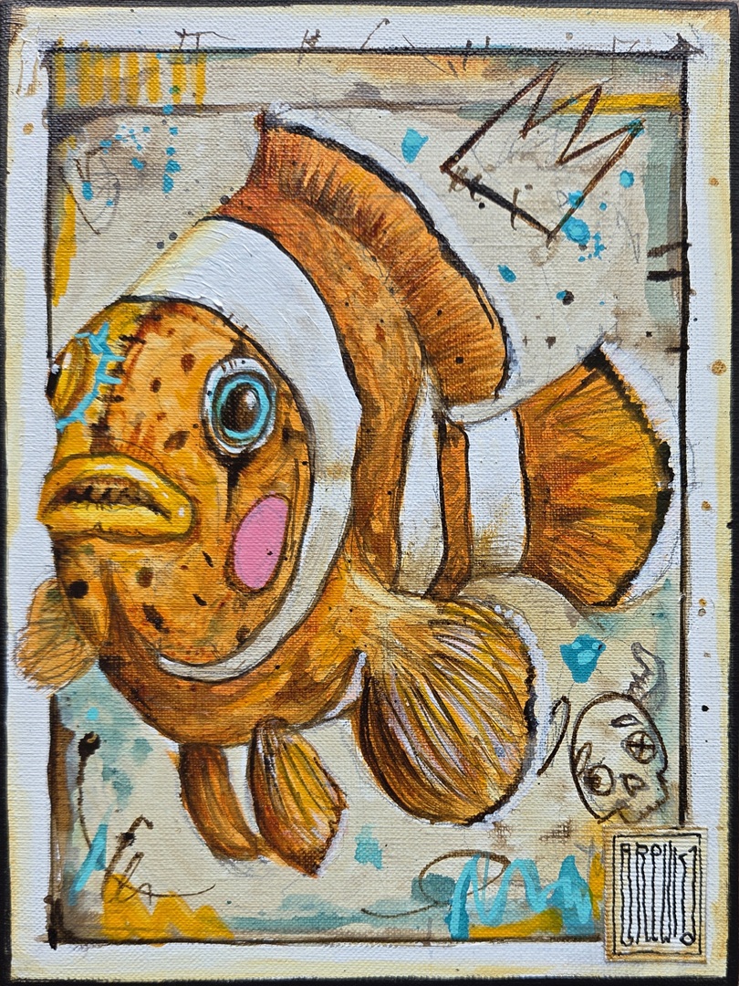 clownfish-wojciech-brewka-akryl-płótno-2025-cykl-obrazy-zabawnie-pocket-monsters